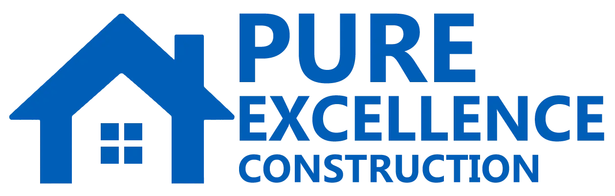 Pure Excellence Construction Logo Blue